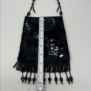 Todd Anthony Black Beaded Sequin Evening Bag‎ Vintage Flapper Purse thumbnail 10