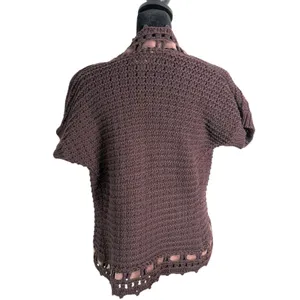 Brown Crochet Knit Shrug‎ Bolero Open Cardigan Size XS Indie Layering BOHO thumbnail 3