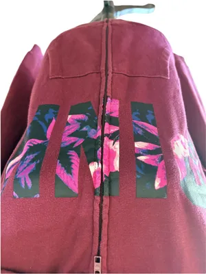 PINK Victoria's Secret Burgundy Floral Full-Zip Hoodie Women's Size M (19” PTP) thumbnail 6
