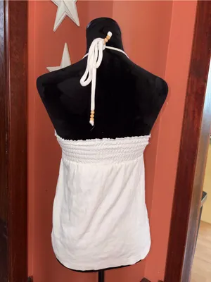 Moda International White Halter Empire Waist Women’s Tank Top thumbnail 3