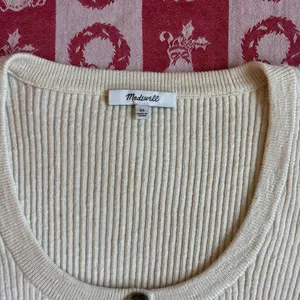 Madewell Scoopneck Cardigan Sweater in cream cotton blend XS thumbnail 4