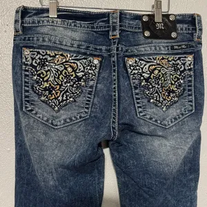 Miss Me Size 31 Signature Bootcut Jeans Y2K Embellished Bling Distressed Denim thumbnail 10