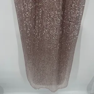 Alex & Eve Sequin Cocktail Dress Sz 12 Prom Old Hollywood Gala Champagne Rose thumbnail 4
