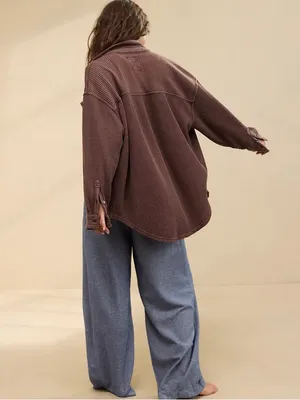 Aerie Canyon Sun Anytime Fave Waffle Shirt Oversized Shacket Size XS thumbnail 7