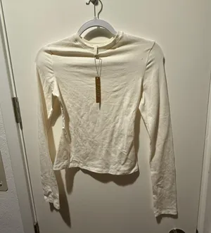 NWT DEFECT Skims COTTON JERSEY LONG SLEEVE T-SHIRT Marble S thumbnail 1