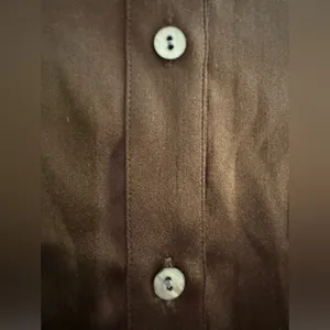 Laundry by Shelli Segal Vintage 90s Chocolate Brown Silk Shirt Size 6 Y2K thumbnail 3