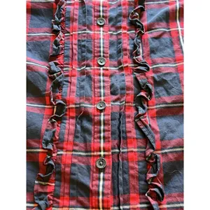 Brooks Brothers Red Fleece Button-down Shirt Women's Size 4 Red Plaid Ruffle‎ thumbnail 4
