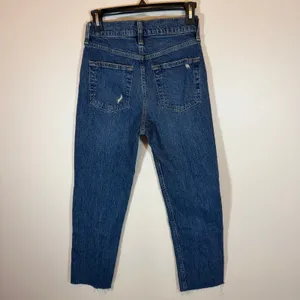 Gap Sky High Straight Leg Dark Indigo Blue Jeans Women’s 26 Casual Raw Hem thumbnail 5