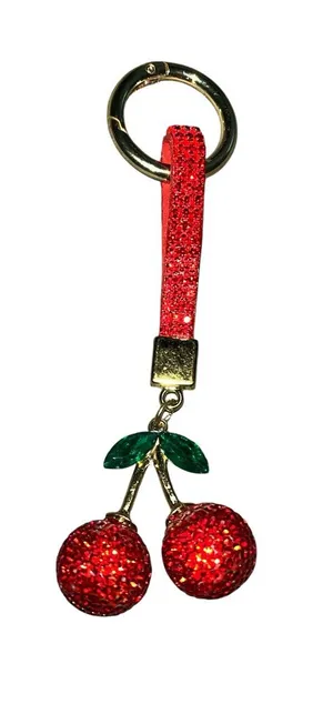 Red Cherry Crystal Keychain Wristlet thumbnail 1