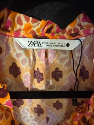 Zara Orange and Pink Geometric Print Casual Dress thumbnail 3