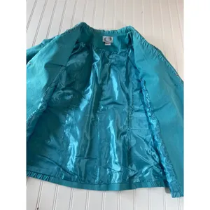 Odeliah Denim Teal Blue Smocked Studded Skirt & Jacket Set Size 16 Vintage Style thumbnail 11