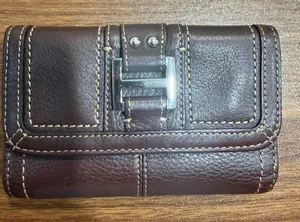 VTG Fossil Brown Buckle Leather Wallet with Stitching thumbnail 1
