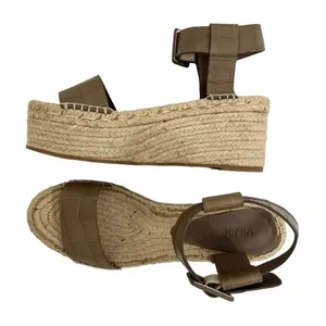 Vince Abby Croc Espadrille Platform Sandals Taupe Summer Bohemian Chic size 9 thumbnail 3