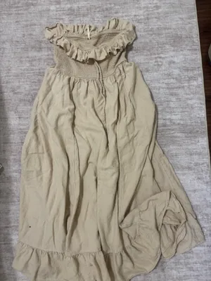 Free People Lush Life Linen Strapless Midi Dress Bleached Sand size medium thumbnail 2