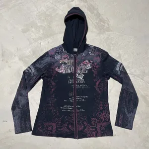 Women's Y2K Vanilla Sugar Grunge Style Full Zip Black Hoodie Size M Goth Emo thumbnail 1