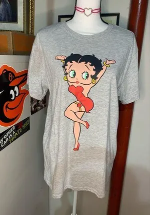 Betty Boop Heather Gray Tee Shirt thumbnail 1