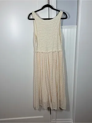Meadow rue by Anthropologie Florence cream crochet midi dress size medium bridal thumbnail 6