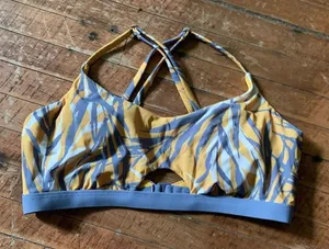 Red Carter yellow & gray cutaway strappy XS bikini top thumbnail 1