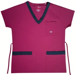 New York Laundry Medics Burgandy Shorts Sleeve Scrub Top, S thumbnail 5