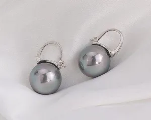 New Fashion Simple Grey Pearl Dangle Drop Earrings For Women thumbnail 1