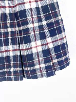H &M Blue Plaid Pleated Wool Blend Mini Skirt Size 2 Boho Academia Preppy Casual thumbnail 5