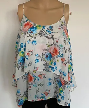 Paper Crane Floral Print Layered Women's Top thumbnail 1