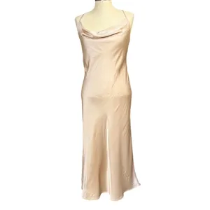 Show‎ Me Your Mumu L Verona Champagne Beige Satin Slip Dress Cowl Midi Wedding thumbnail 3