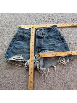 Levi’s Premium 501 Women’s W24 Blue Denim High Rise Distressed Cutoff Shorts thumbnail 3