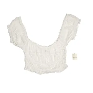 NWT Free People One Cheri Smocked Crop Top Size Large White Off The Shoulder thumbnail 3