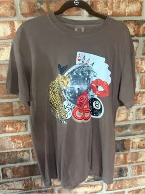 Comfort Colors Espresso Graphic Short Sleeve Tee Disco Ball/Leopard collage thumbnail 1