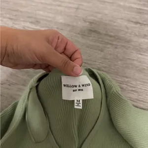 Tie-Front Embroidered Ribbed Cardigan - Sage Green thumbnail 2