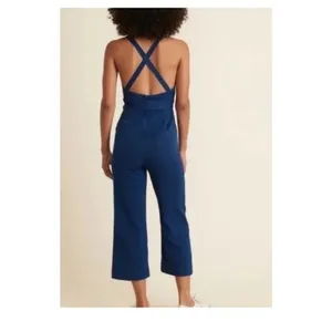 Marine Layer Tess Jumpsuit Women's Size 0 Indigo Blue‎ 100% Cotton Wide Leg thumbnail 3
