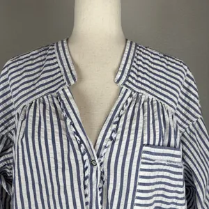 We the Free People One‎ Of the Boys Striped Tunic Top Shirt Size M Button Cotton thumbnail 2
