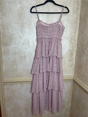 ASTR The Label Harriet Tiered Midi Dress Cottagecore Fairy High Slit Dress Sz S thumbnail 6