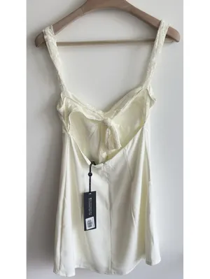 White Fox No You Hang Up Cream Lace Mini Dress M NWT Bodycon Party thumbnail 8