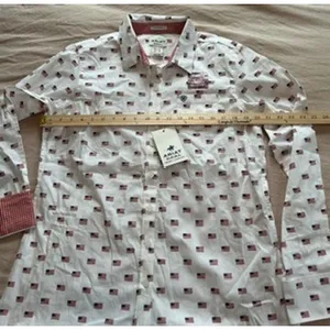 Ariat Real Kirby Stretch Shirt Womens Medium White American Flag Print NWT thumbnail 4
