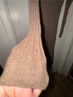 Mango Ribbed Long-Sleeve Midi Dress in Brown thumbnail 5