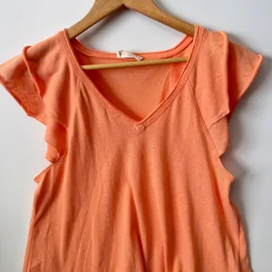 New‎ In Womens Peach Orange Flutter Sleeve V Neck Top Blouse Size Large thumbnail 6