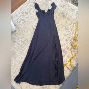 Lulus Sweetest Entrance Navy Blue Ruffled Tie-Back Maxi Dress Size XL NWT Formal thumbnail 3