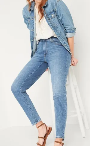 Old Navy High-Waisted O.G. Straight‎ Medium-Wash Extra Stretch Jeans thumbnail 1