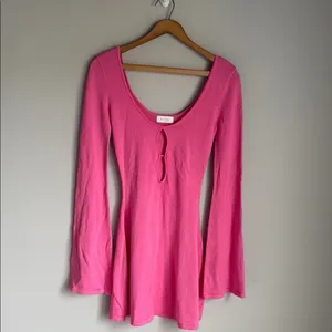 Meshki Birdie Long Sleeve Knit Mini Dress in Bubblegum XXS thumbnail 2