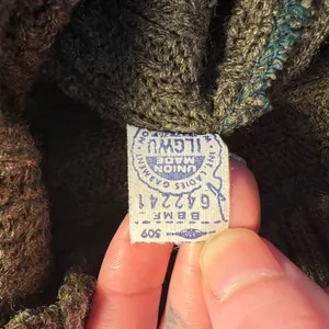 VTG 80s Olive Green Fisherman Knit Sweater USA Union‎ Made Womens M Chunky Knit thumbnail 8