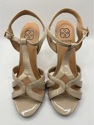 Daisy Fuentes GOLD STILETTO OPEN TOE STRAPS HIGH HEELS thumbnail 1