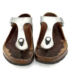 Birkenstock Women's Silver Gizeh Thong Leather Sandals Size 38 / 245 / 7 thumbnail 5