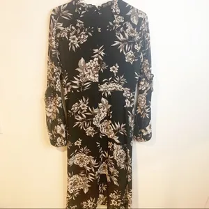 Bardot Size 6‎ Black Tan Floral Romantic Long Bubble Sleeve Wrap Dress thumbnail 7