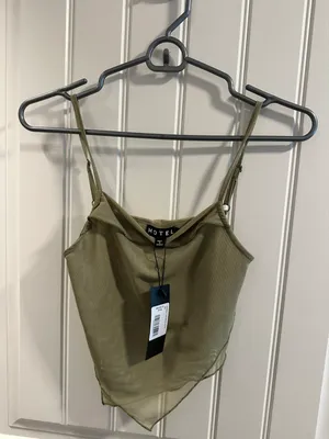 Motel Rocks Mesh Olive Green Bandeau Top thumbnail 1