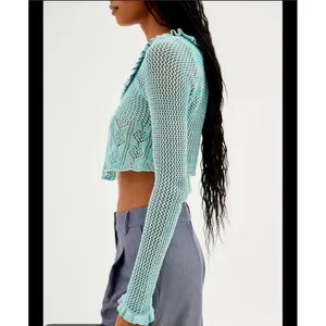 Urban Outfitters Open Knit Flyaway Cardigan XS‎ Boho Y2K Fairycore Crochet thumbnail 2