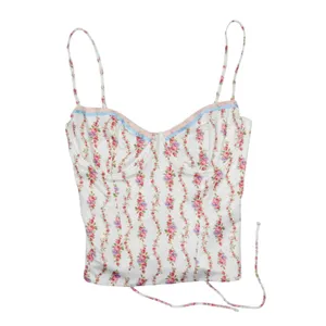 Edikted Indira Floral Lace-Up Corset Camisole Tank Top Large Coquette thumbnail 6