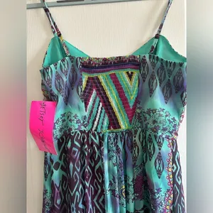 New Betsey Johnson Bohemian Maxi Dress Spaghetti Strap Womens Sz 6 Long Boho thumbnail 3