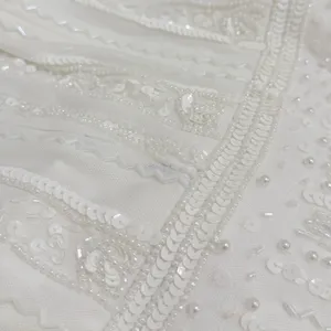 Lulus Stunning Vow White Beaded Sequin Maxi Dress size Large thumbnail 9